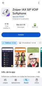 Configuración APP Zoiper para móvil