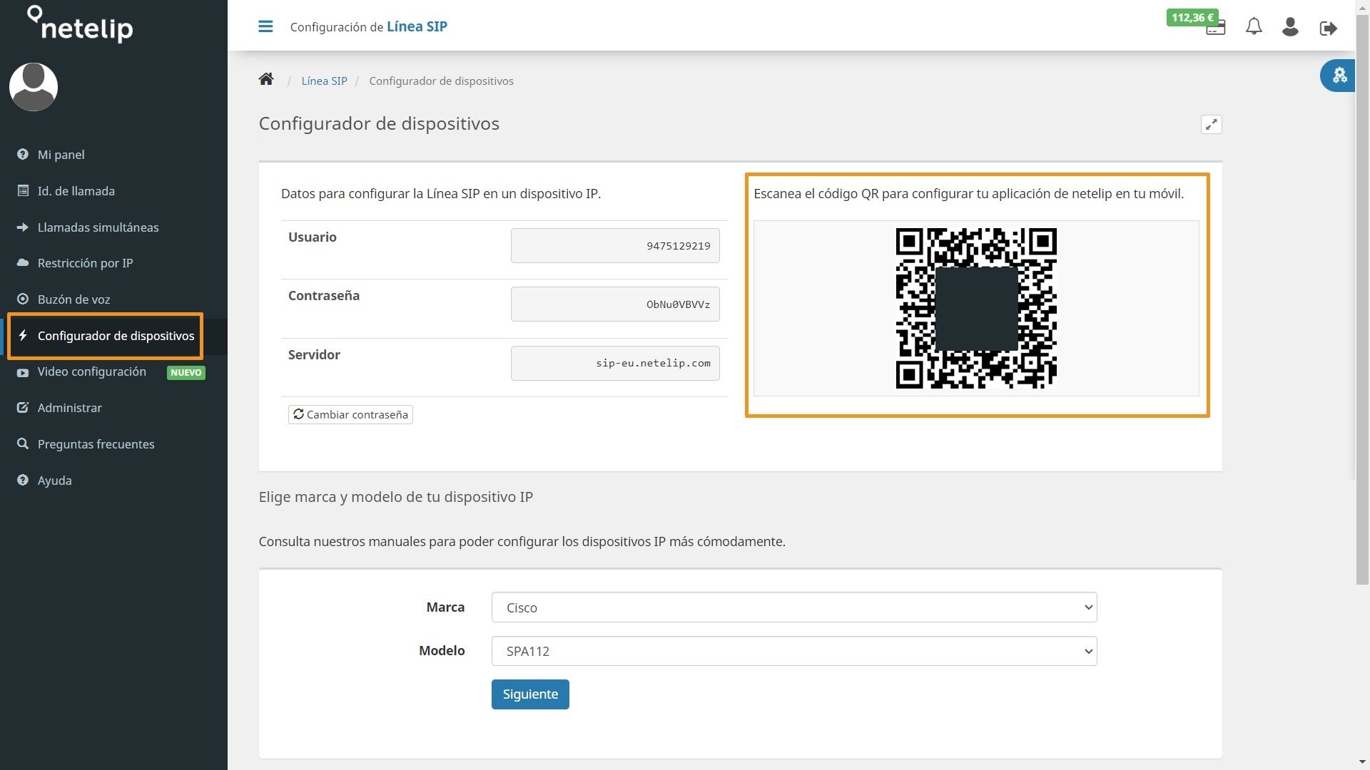 Configuración APP móvil - Línea SIP